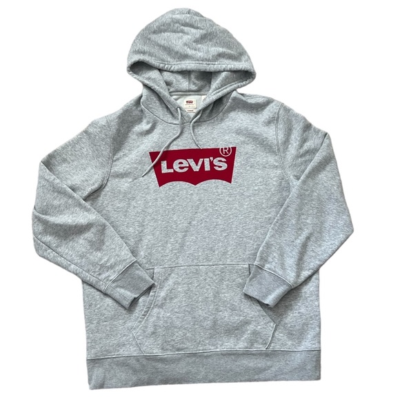 NWT LEVI'S Women's Gray & Red Long Sleeve Logo Sweatshirt ~ Ladies Size Large - Picture 1 of 5